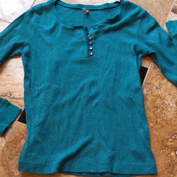 Old Navy Supersoft stretchy thermal teal with a hint of shimmering metallic - Picture 2 of 8